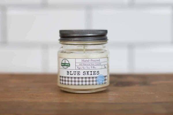 blue skies hand poured soy candle