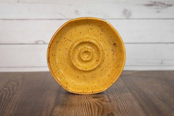 handmade pottery soap dish speckled yellow