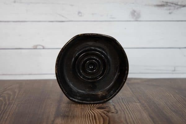 handmade pottery soap dish in black