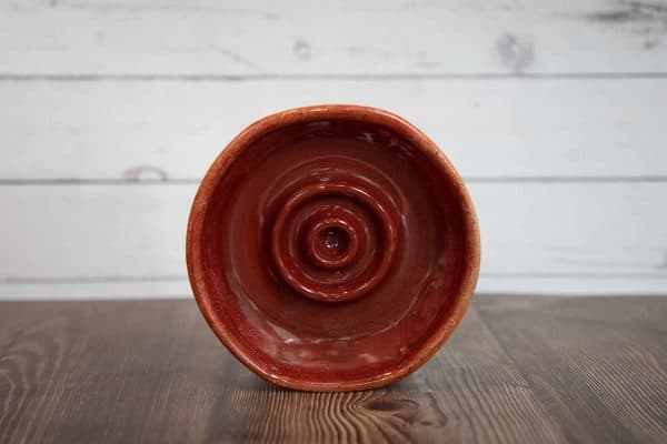 handmade pottery soap dish in red