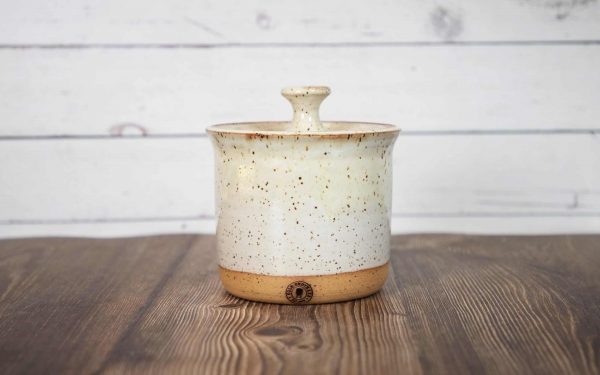white handmade small container with lid