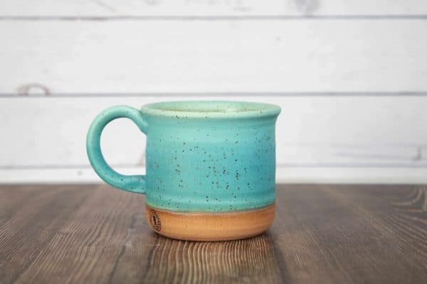 turquoise fat handmade mug