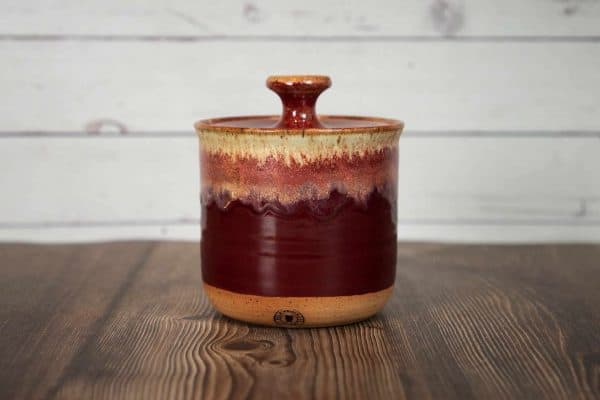 reddish brown handmade small container with lid