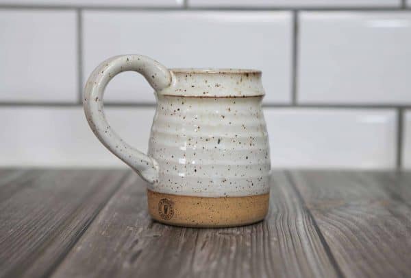 white handmade mug