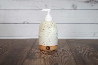 white handmade dispenser