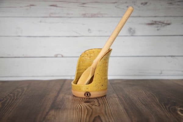 yellow handmade spoon holder