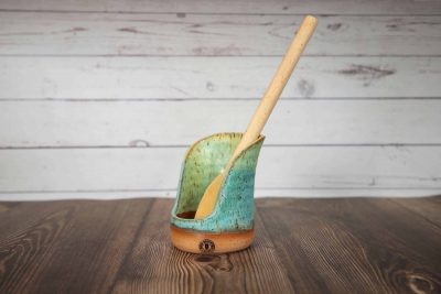 turquoise handmade spoon holder