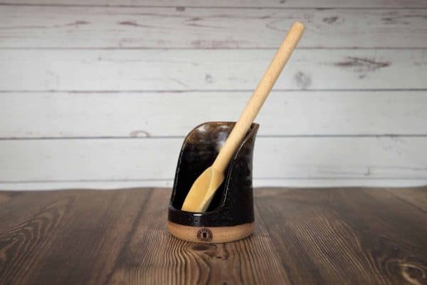 blackish brown handmade spoon holder