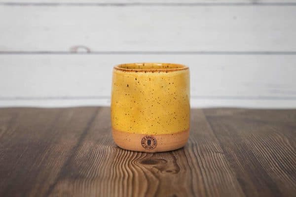 yellow handmade dented tumbler