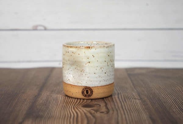 white handmade dented tumbler