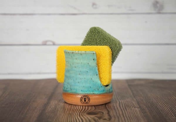 turquoise handmade sponge holder