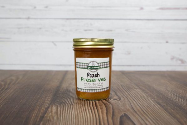 peach preserves in a jar