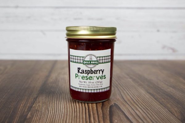 raspberry preserves in a jar
