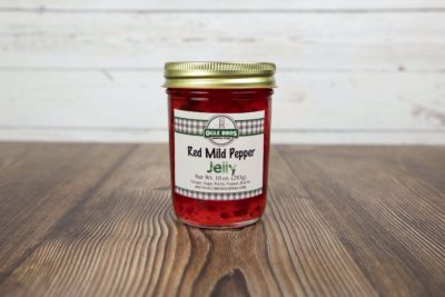 red mild pepper jelly in a jar