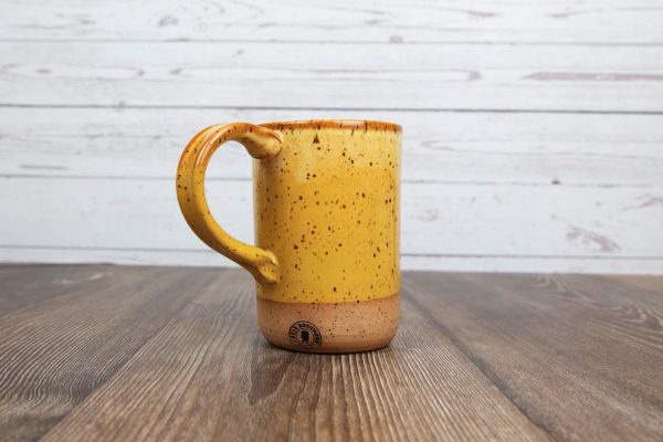 yellow handmade pottery straight mug