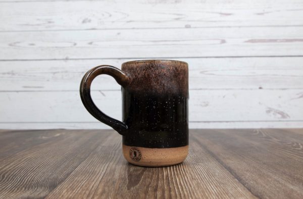 blackish brown handmade pottery straight mug