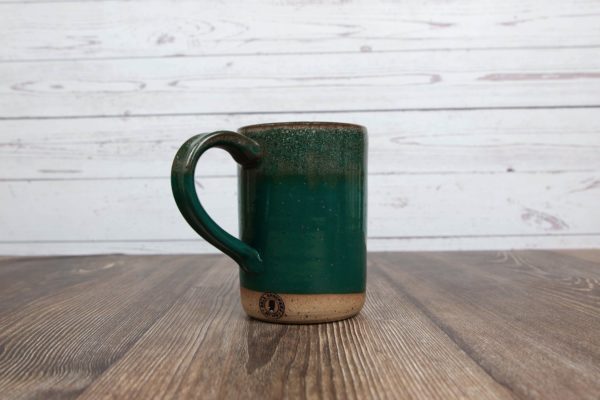 dark green straight mug handmade pottery