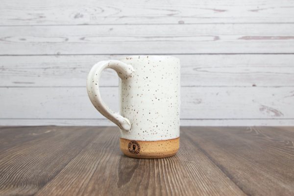 white straight handmade pottery mug