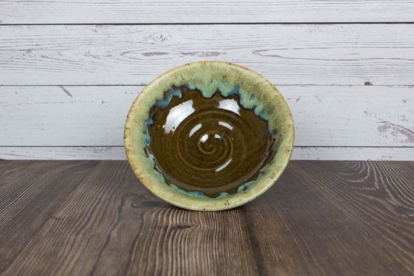brown and green trinket bowl