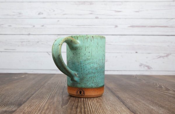 turquoise straight mug handmade pottery
