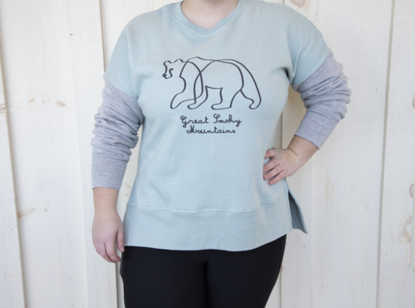 great smoky mountains bear drawing mint and gray sweatshirt