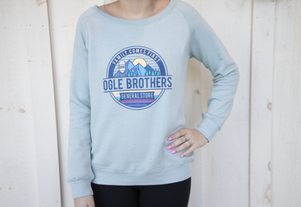 light blue ogle brothers family comes first sweatshirt