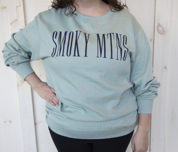 long sleeve sweatshirt mint green smoky mtns