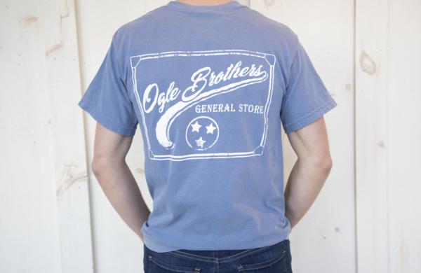ogle brothers tri star short sleeve t-shirt blue jean