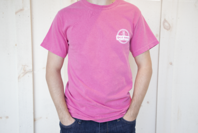 ogle brothers logo tri star crunch berry pink short sleeve t-shirt