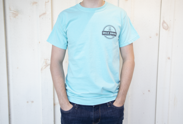 short sleeve t-shirt ogle brothers logo light blue