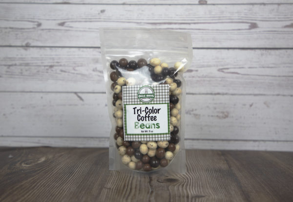 tri color chocolate covered coffee beans