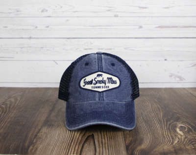 great smoky mountains denim trucker hat