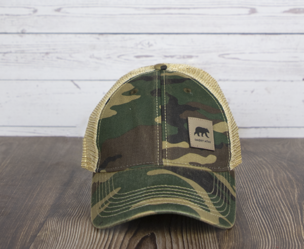 smoky mountains bear logo camo hat