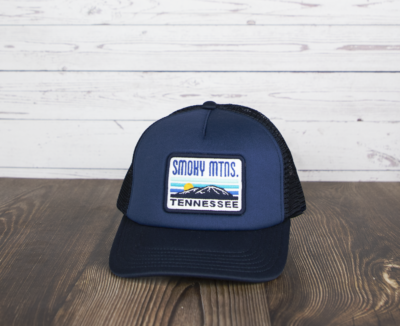 smoky mountains tennessee dark navy trucker hat