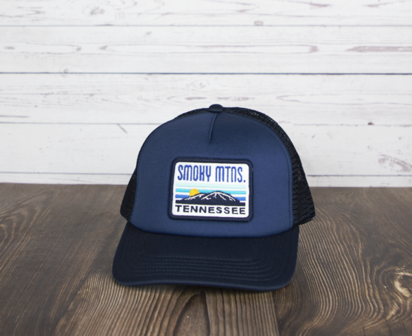 smoky mountains tennessee dark navy trucker hat