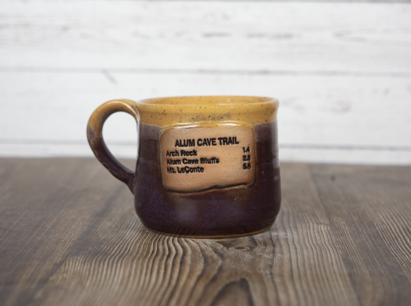 alum cave trail sign mug purple handmade pottery