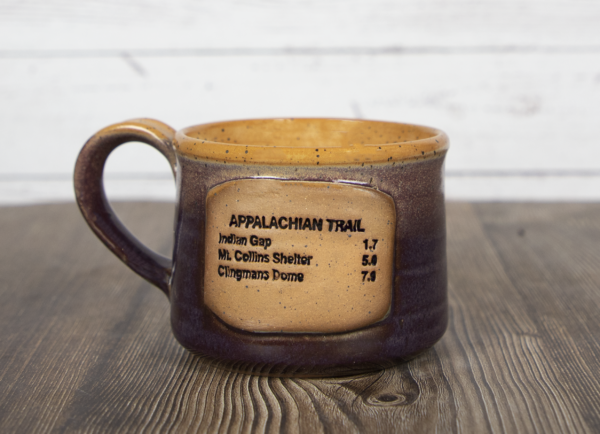appalachian trail sign mug purple handmade pottery