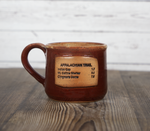 Appalachian trail sign red mug handmade pottery