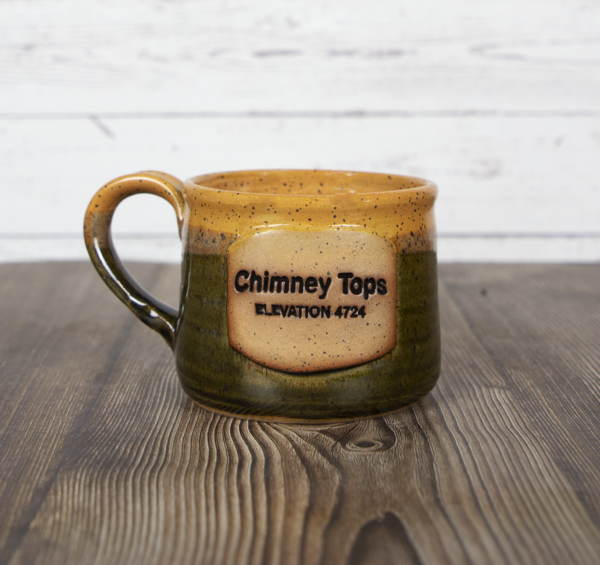 chimney tops olive mug handmade pottery