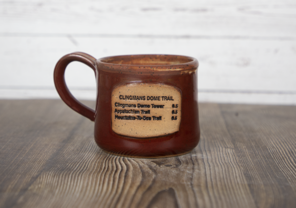clingmans dome trail sign mug red handmade pottery