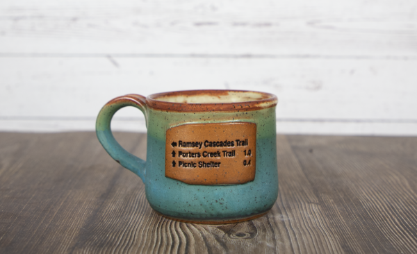 ramsey cascades sign mug handmade pottery