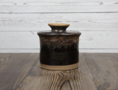 black sugar bowl handmade pottery