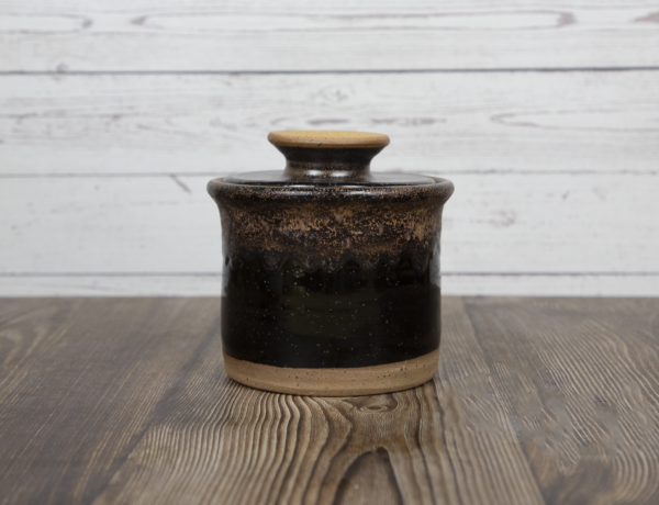 black sugar bowl handmade pottery