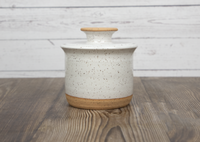 white sugar bowl handmade pottery