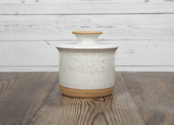 white sugar bowl handmade pottery