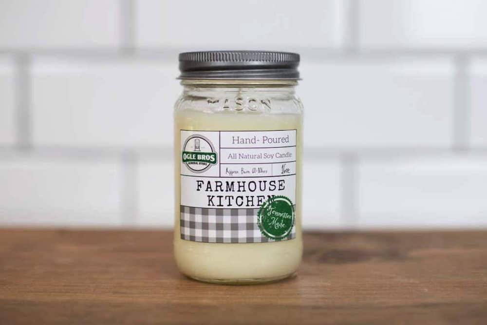 Farmhouse Kitchen candle from Ogle Brothers General Store in Sevierville