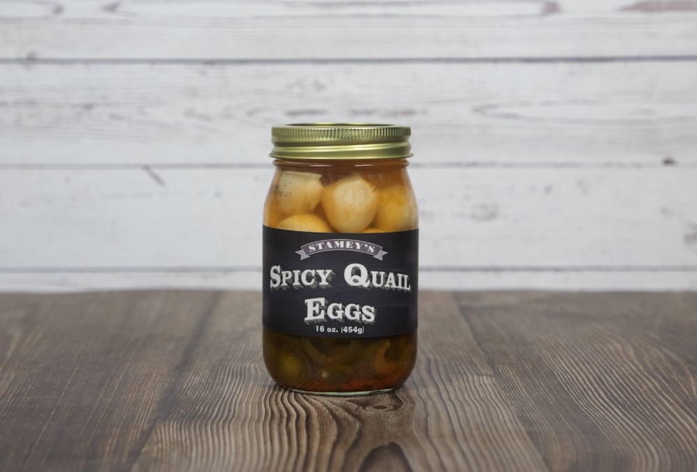 stamey's spicy pickled quail eggs
