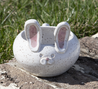 handmade pottery from ogle brothers general store white bunny bowl