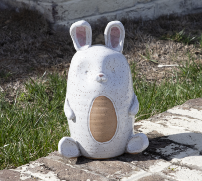 handmade white bunny pottery decor from ogle brothers general store