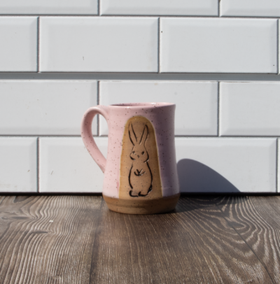 Carved Mug- Bunny - Pink
